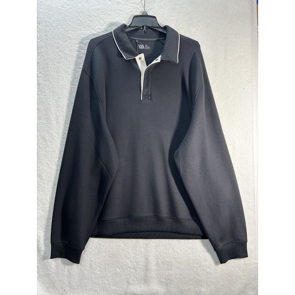 VRST Mens Size XL Black Pinnacle Long Sleeve Rugby Polo Shirt